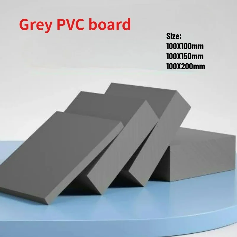 Grey Rigid PVC Sheet 2-30mm Thick, Hard Plastic Plate 100X100-100X200mm for Electrical Insulation Equipment DIY Machining