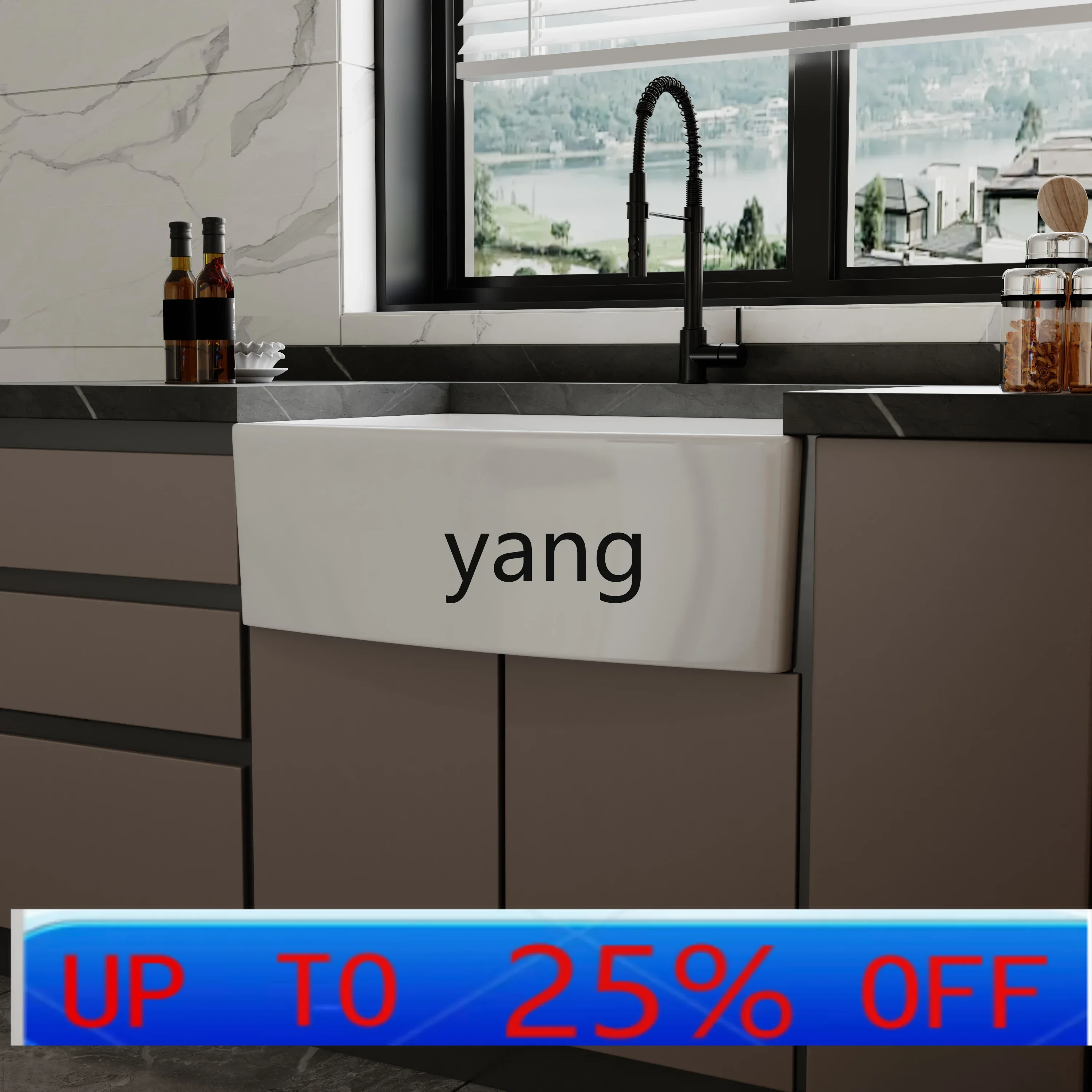 CX Modern Kitchen Ceramic Vegetable Wash Basin Old-fashioned Household Front Semi-Embedded Large Sink