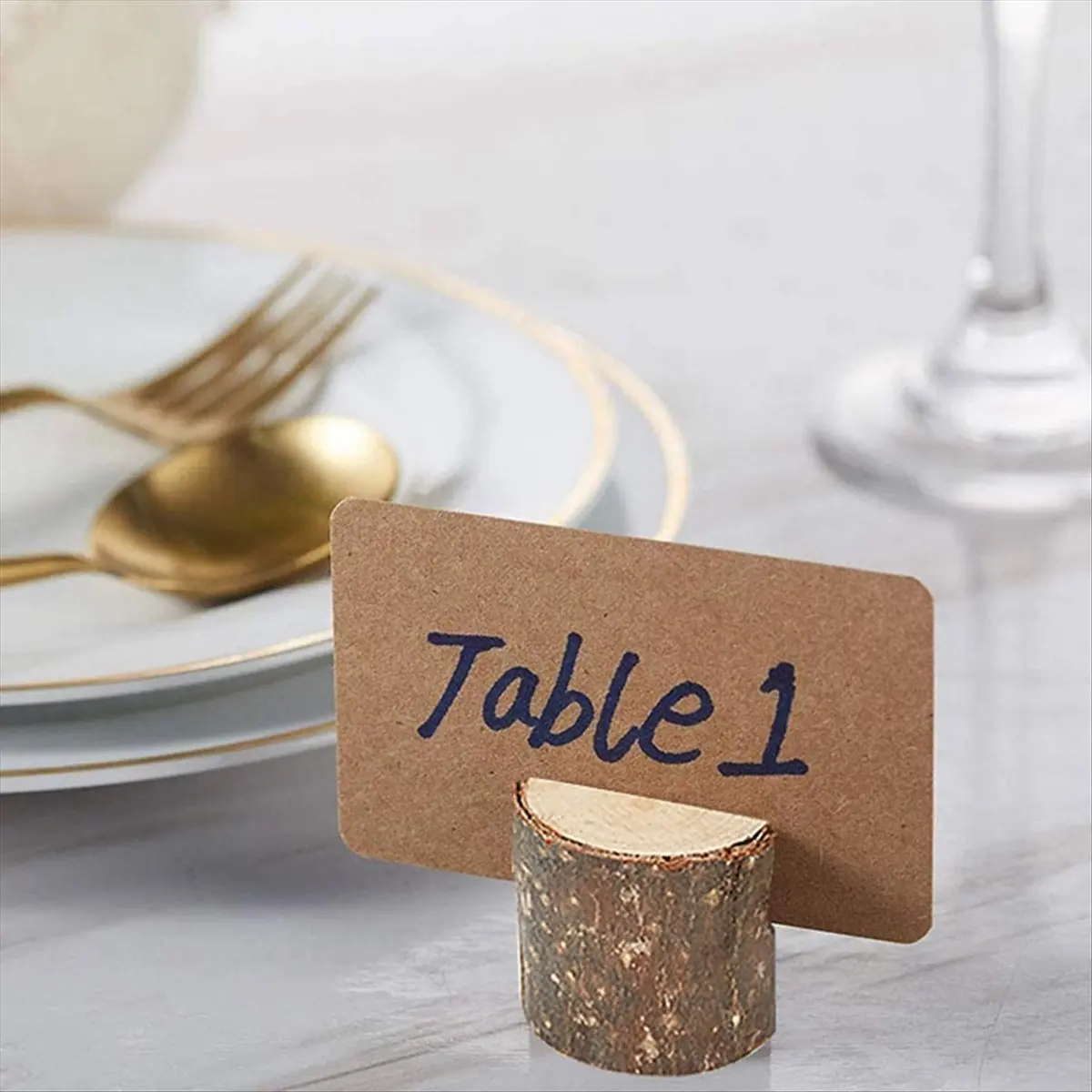 BAAQ 35Set Mini Wooden Place Card Holders Stand Business Card Photo Frames Table Number Name Sign Wedding Party Decoration