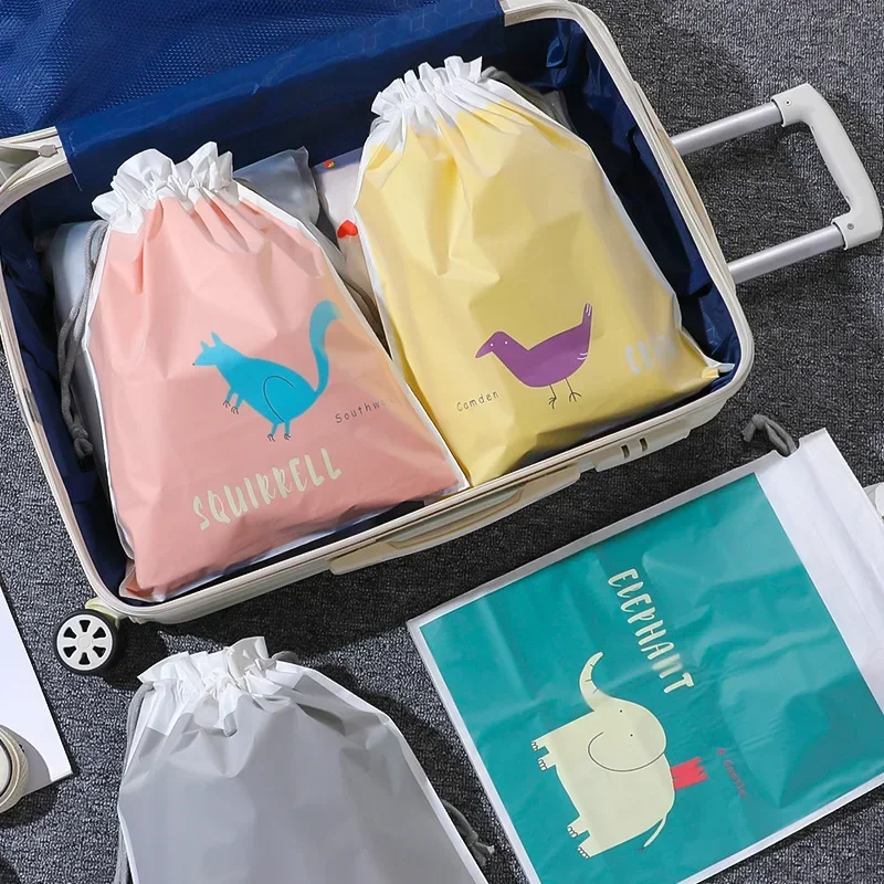 1Pcs Large Capacity Drawstring Travel Cosmetic Organizer Bag Waterproof Cartoon Cute Household Clothes Shoes Towels Storage Bag