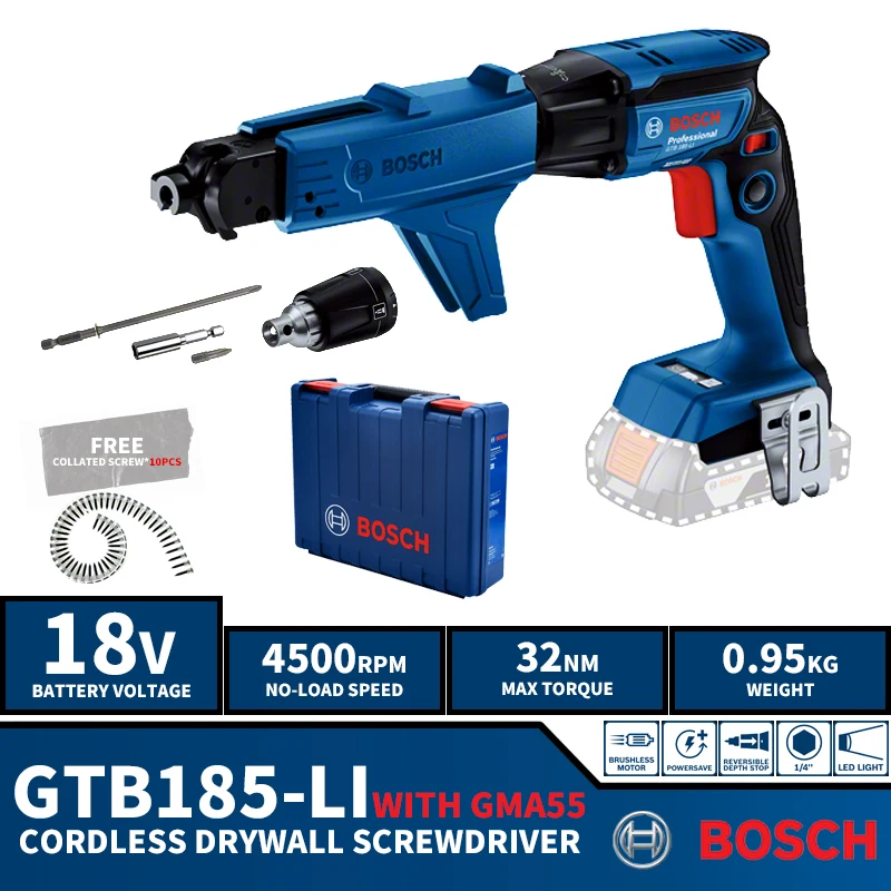 BOSCH GTB 185-LI With GMA55 Brushless Cordless Drywall Screwdrlver Staple Guns 18V Lithium Power Tools