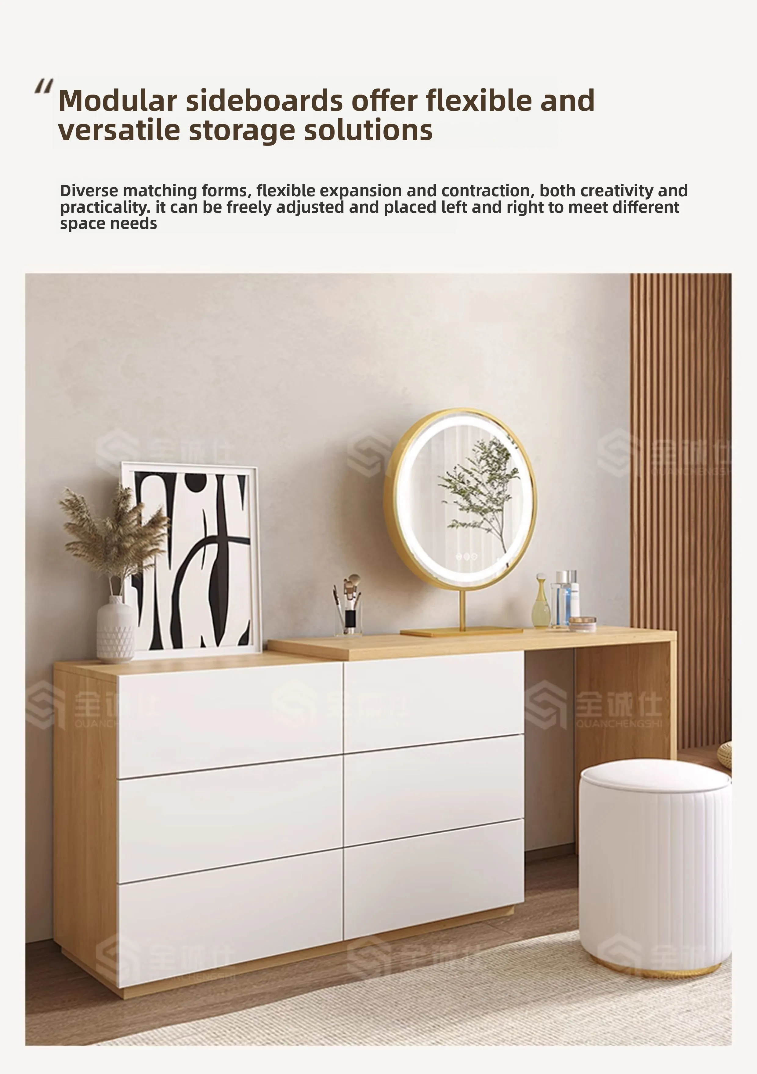 CX solid wood, master bedroom simple modern small apartment makeup table multi-functional dressing table