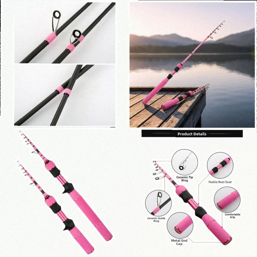 Carbon Telescopic Fishing Rod for Small Streams with Soft Action and Porcelain Guide Rings for Smooth Line Movement