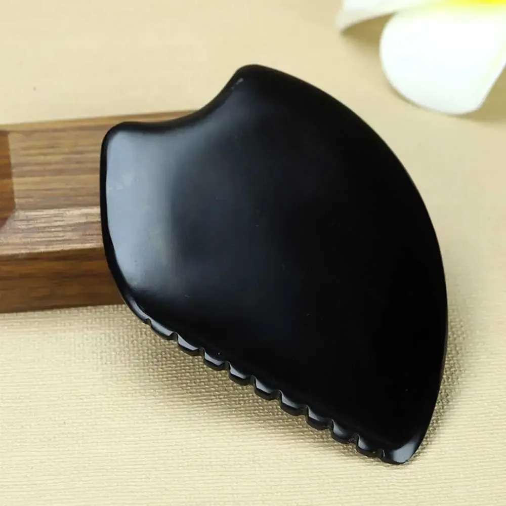 1Pc Zwart Natuurlijke Bian Steen Guasha Board Schraper Gereedschap voor Gezicht Nek Lichaam Druk Therapie Gezichtsverzorging Massager Tool