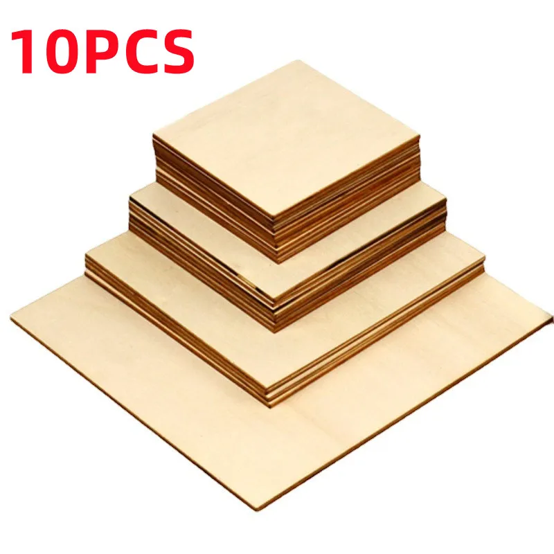 25/20/15/10cm Unfinished Wood Pieces Square Blank Wood Natural Slices Wooden Squares Cutouts For DIY Crafts Home Decor