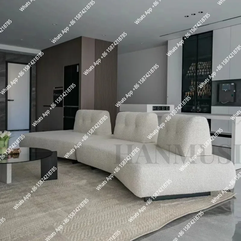 Wabi Sand Cream Style Small Apartment Straight Row Double Sided No Armrest Backrest Casual Fat Croissant Design Prado Sofa X