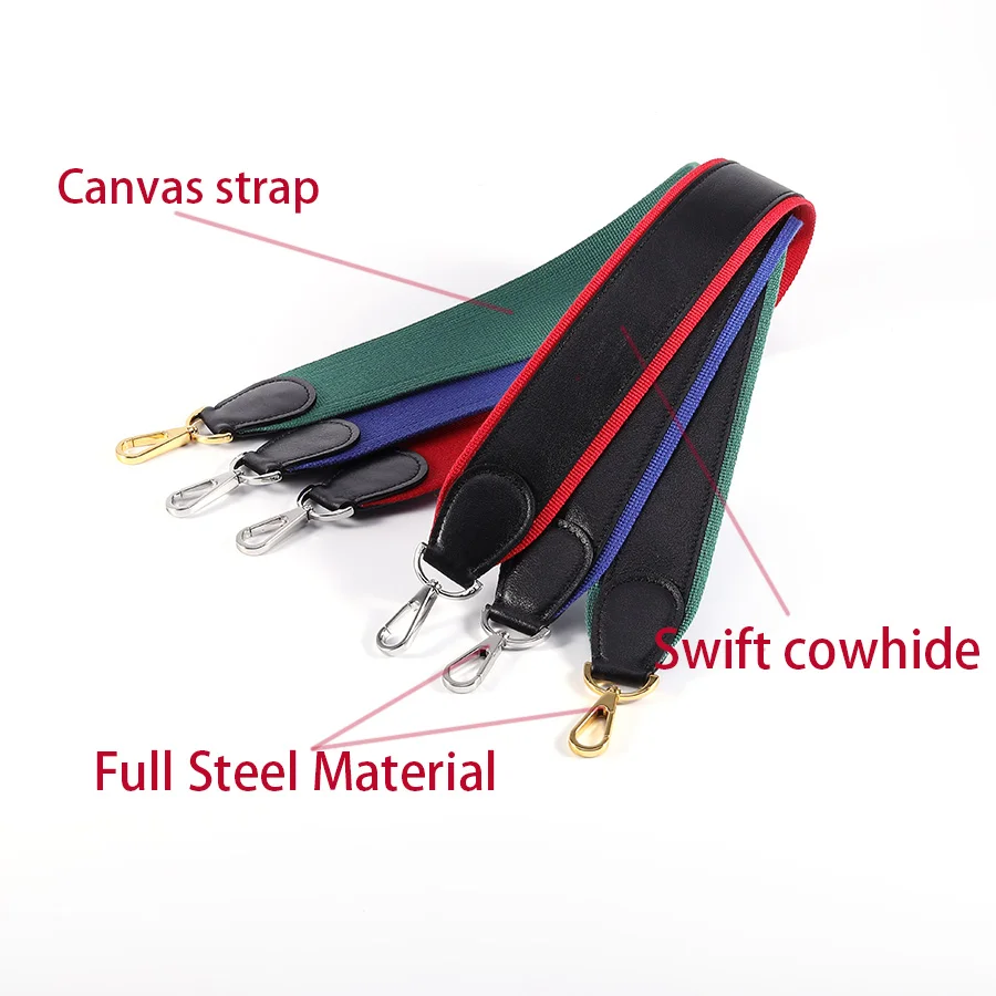 

5cm Wide Genuine Leather Cowhide Canvas Belt Bag Steel Strip Material Hardware Bag Shoulder Strap Hand Sewn Bag Accessories