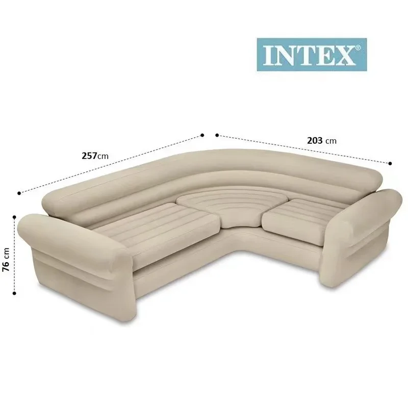 INTEX 68575 Indoor Home Portable Living Room White Inflatable Sofa Furniture Corner Sofa