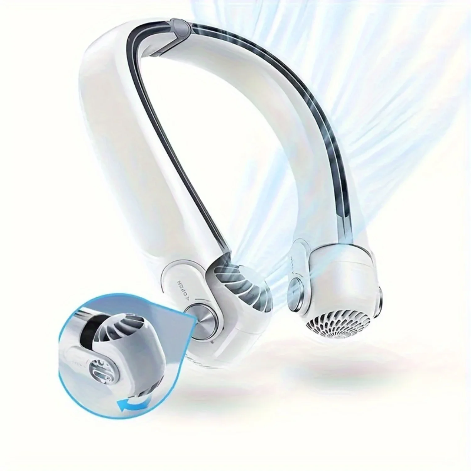 1pc Portable Neck Fan with Turbine Hurricane System, 600% Increased Heat Dissipation, 3s Cooling, Wearable, Rechargeable via Typ