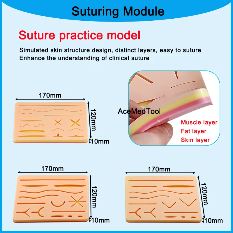 Medical Suture Practice Model Skin Wound Laparoscopic Simulator Practice Module Surgical Suture Pad for Practice Exercises