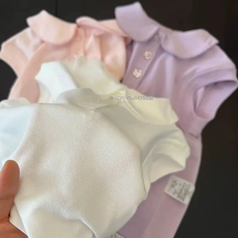 Cotton Doll Collar Sleeveless Girls T Shirt Middle Big Kids Versatile Summer Kids Clothes
