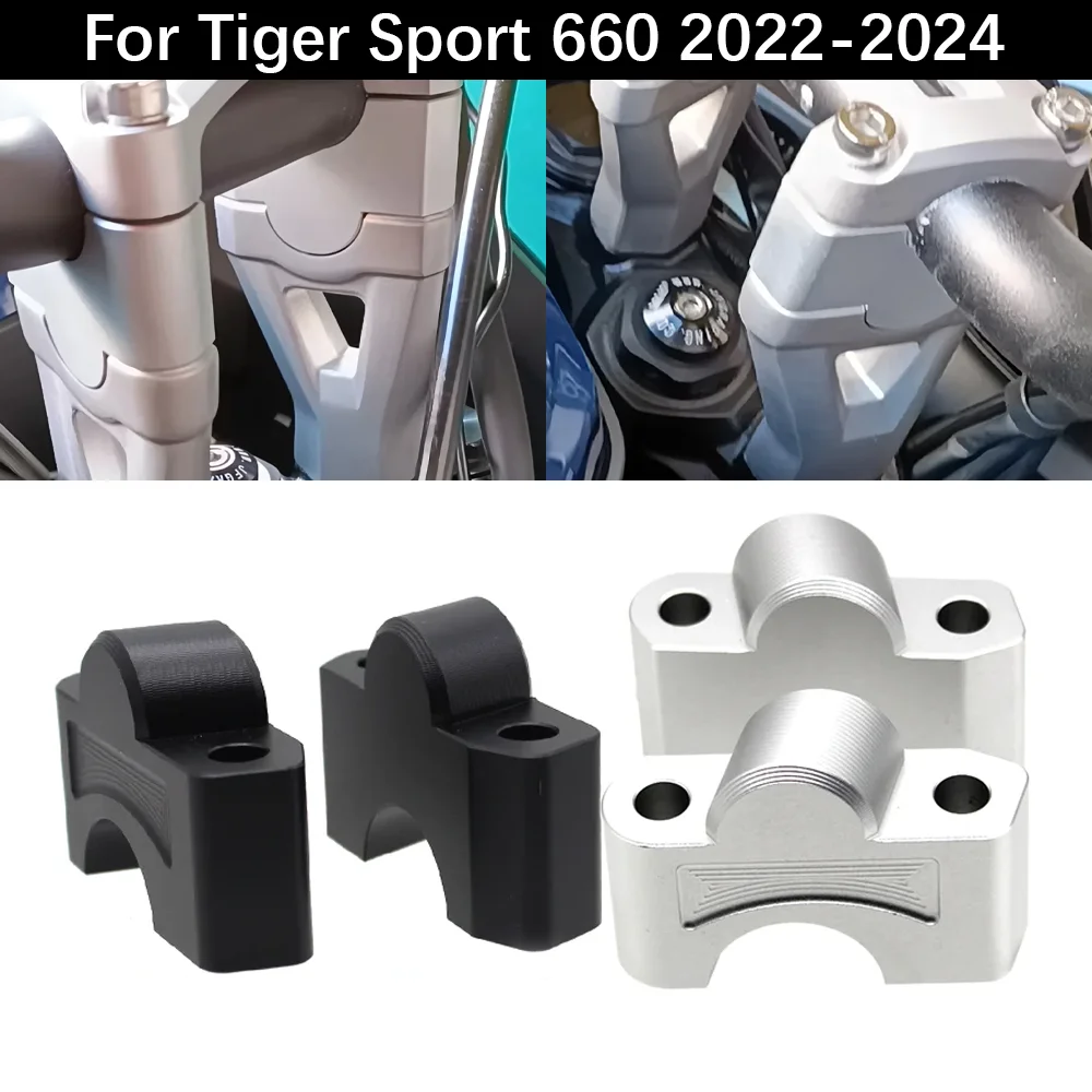 

For Tiger 660 Tiger Sport 660 2022 2023 2024 Handlebar CNC Handle Bar Clamp Raised Extend Mount Riser Raiser Tiger660