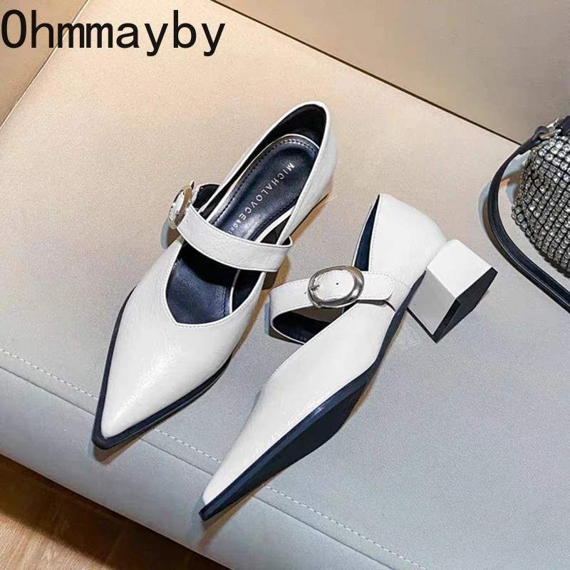 Designer Vintage Silvery Pointed Toe Women Mary Jane Shoes Fashion Shallow Casual Low Heel Dress Shoes