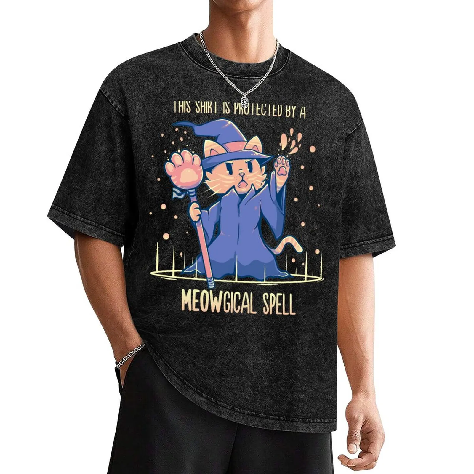 

This Shirt is Protected by a Meowgical Spell T-Shirt customs design your own boys whites T-shirts for men cotton