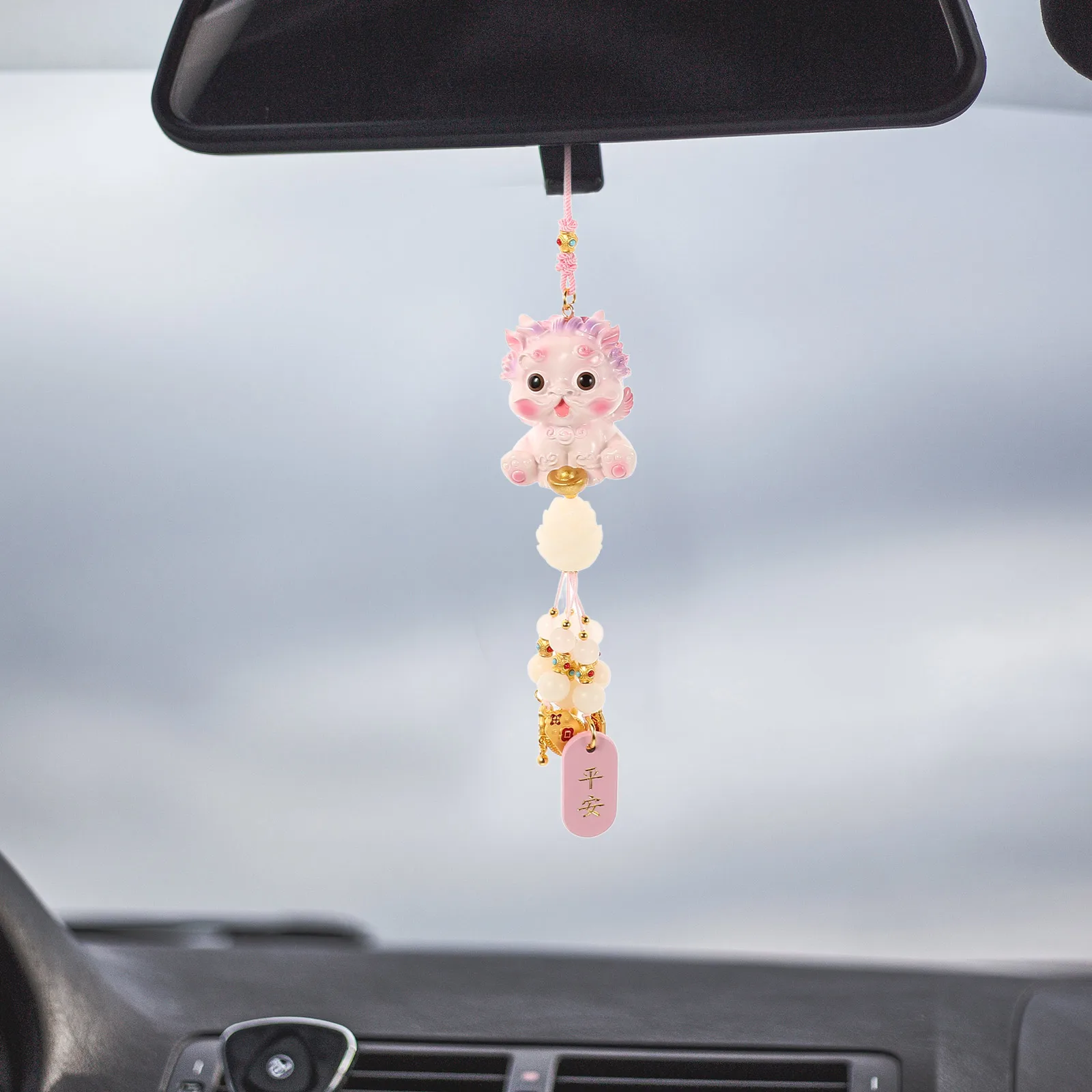 

Pixiu Resin Hanging Charm Rear View Car Rearview Mirror nament Mirror nament Kawaii Animal Car Interior Accessories