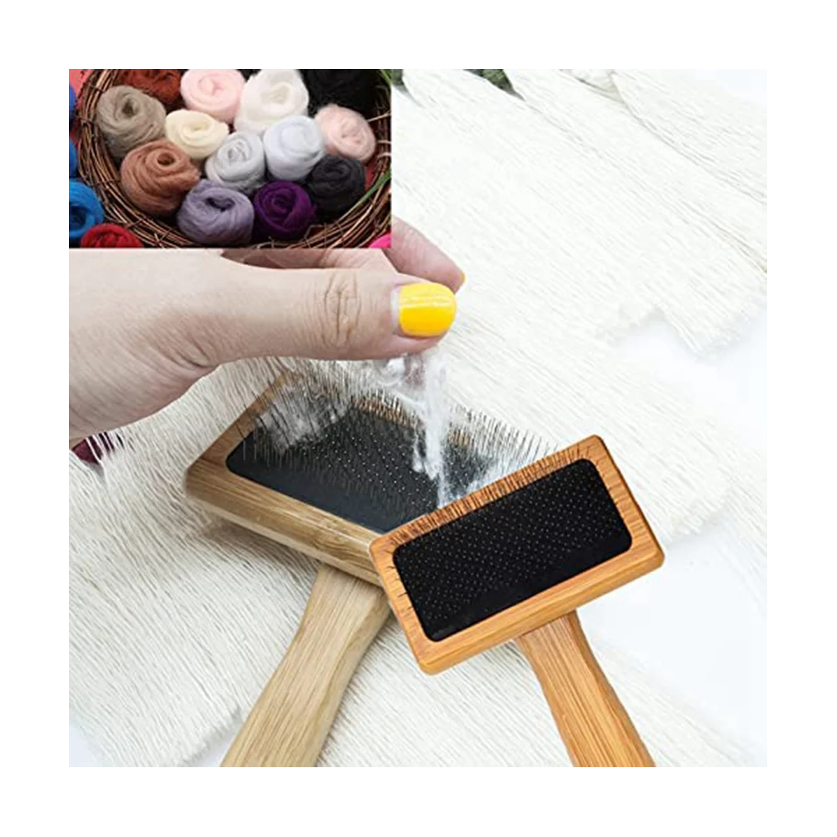 Wooden Carding Brushes Needle Felting Cleaner Comb with Handle Professional Needle Felting Hand Carders for Spinning