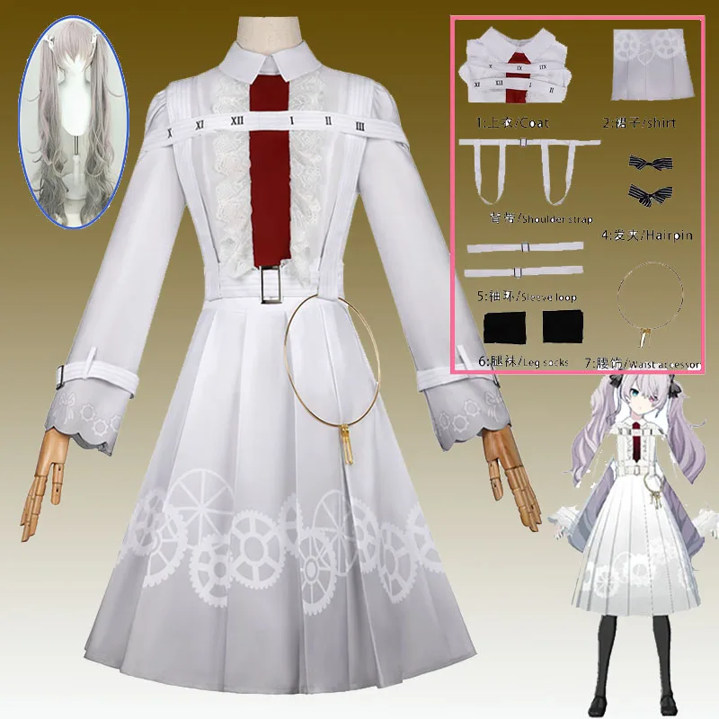 

25 ночных белых луков Mikeu, игровой проект для косплея, сценическое представление Shiraneggi, белое платье для косплея, наряд для вечеринки на Хэллоуин для женщин