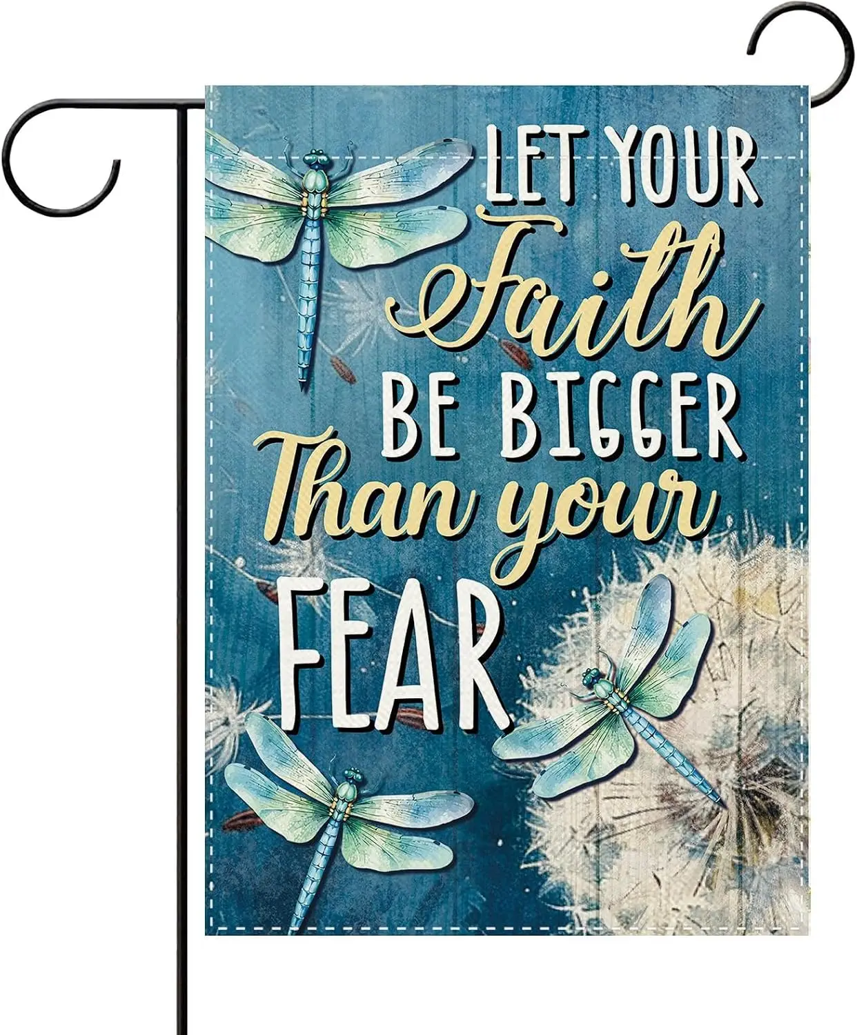 Inspirational Dandelion Dragonfly Decorative Garden Flag, Let Your Faith Be Bigger Than Your Fear Small Yard Outside Decorat MMZ