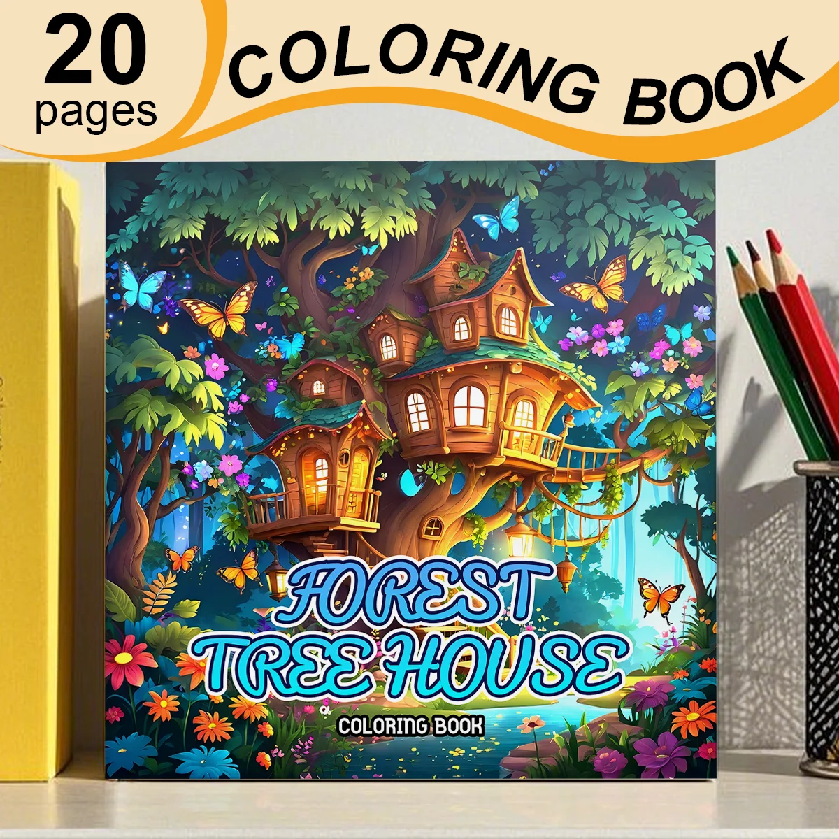 Enchanted Tree House Coloring Book Whimsical Forest & Cozy Fantasy Scenes Anti Anxiety Art Drawing Book For Adults Relaxation