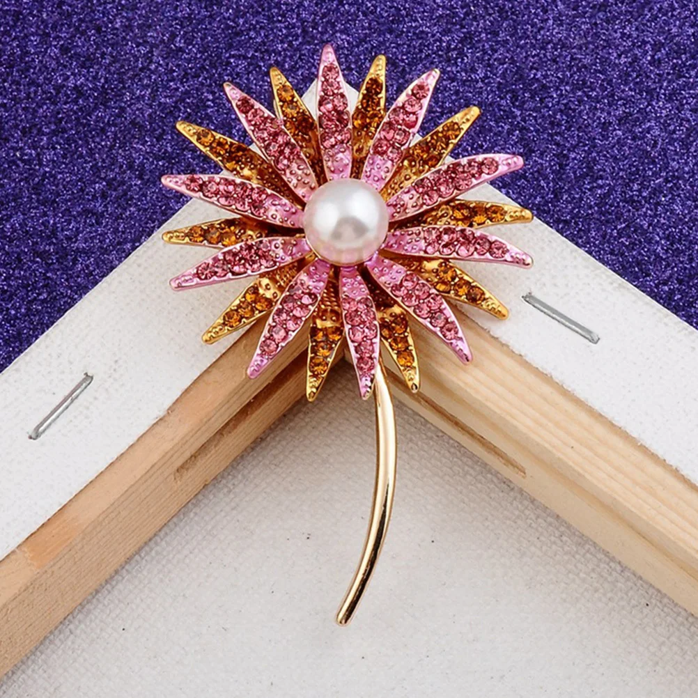 

Sunflower Rhinestone Brooch Assorted Color Flower Shape Shiny Decoration Sturdy Pin Clothes Accessory for Weddings Birthdays