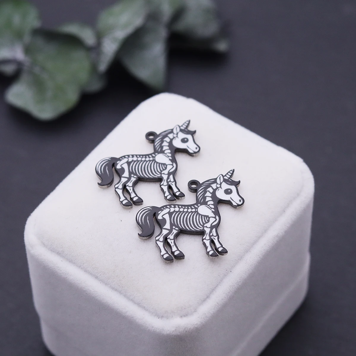 2pcs Gothic Unicorn Skeleton Charms For DIY Jewelry Making Handmade Earrings Bracelet Necklace Accessories