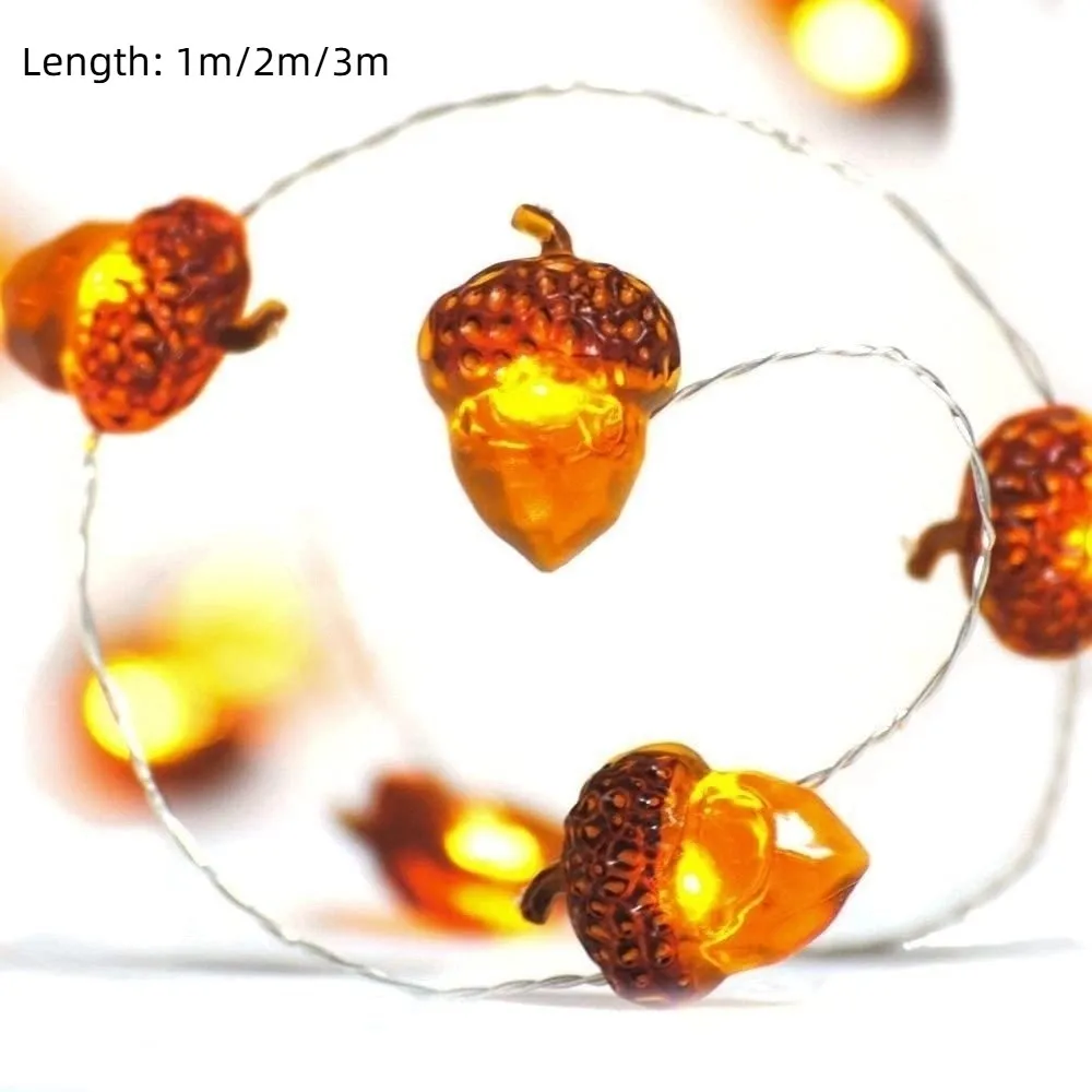 Thanksgiving Decorations Acorn String Lights Festive Fall-Themed Party Bedroom Decor Acorn Copper Wire String Lights