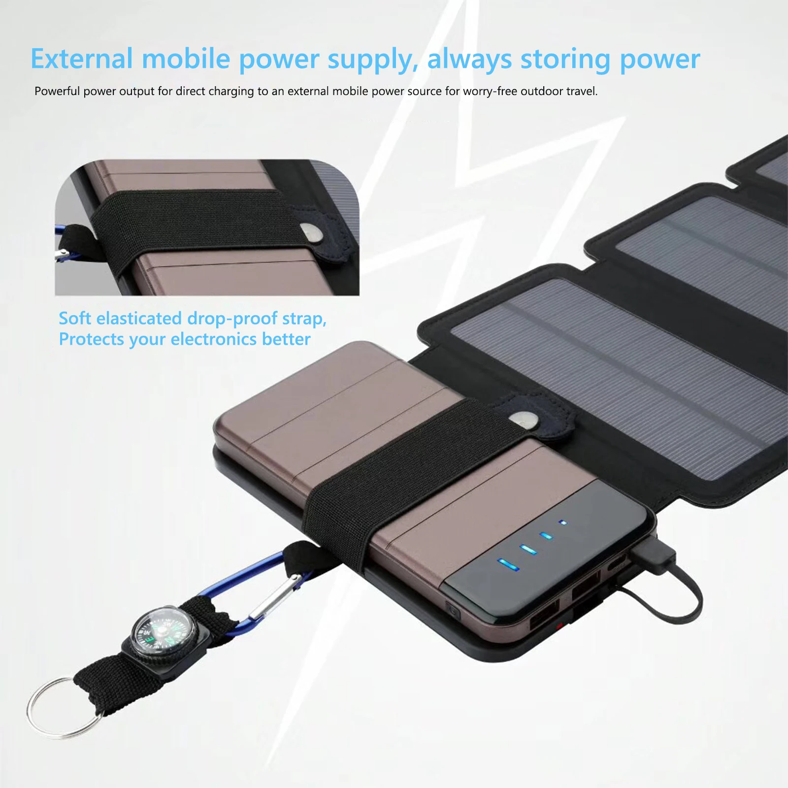 New Solar Panel 20W Outdoor Tool Camping Equipment Portable Solar Chargers Waterproof Camping Supplies Survival Gadgets