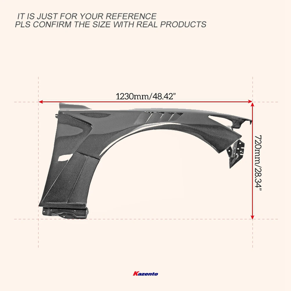 Guardabarros delantero ventilado para Infiniti Q50 V37, tipo Epa, fibra de carbono