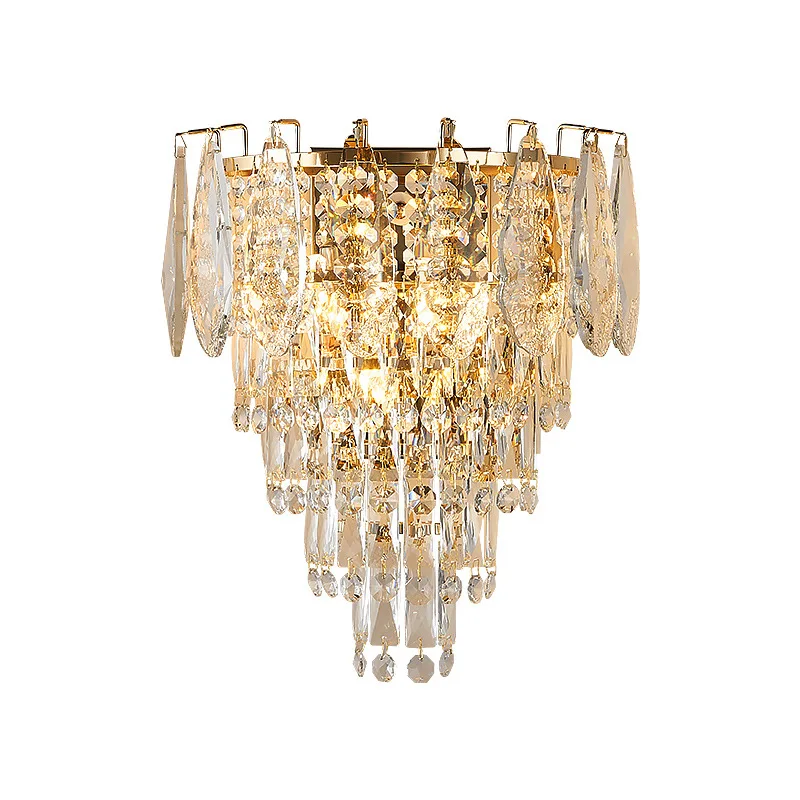 Candeeiro de parede, luxo leve, cristal, sala de estar, parede de fundo, moderno