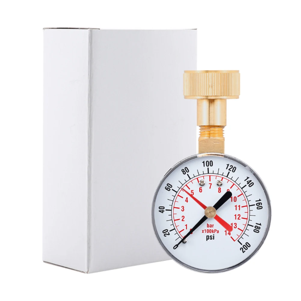 

Brass Pressure Tester Hose Thread Gauge Plumbing Maintenance Accurate Pressure Reading For Faucet Dual Scale Gauge