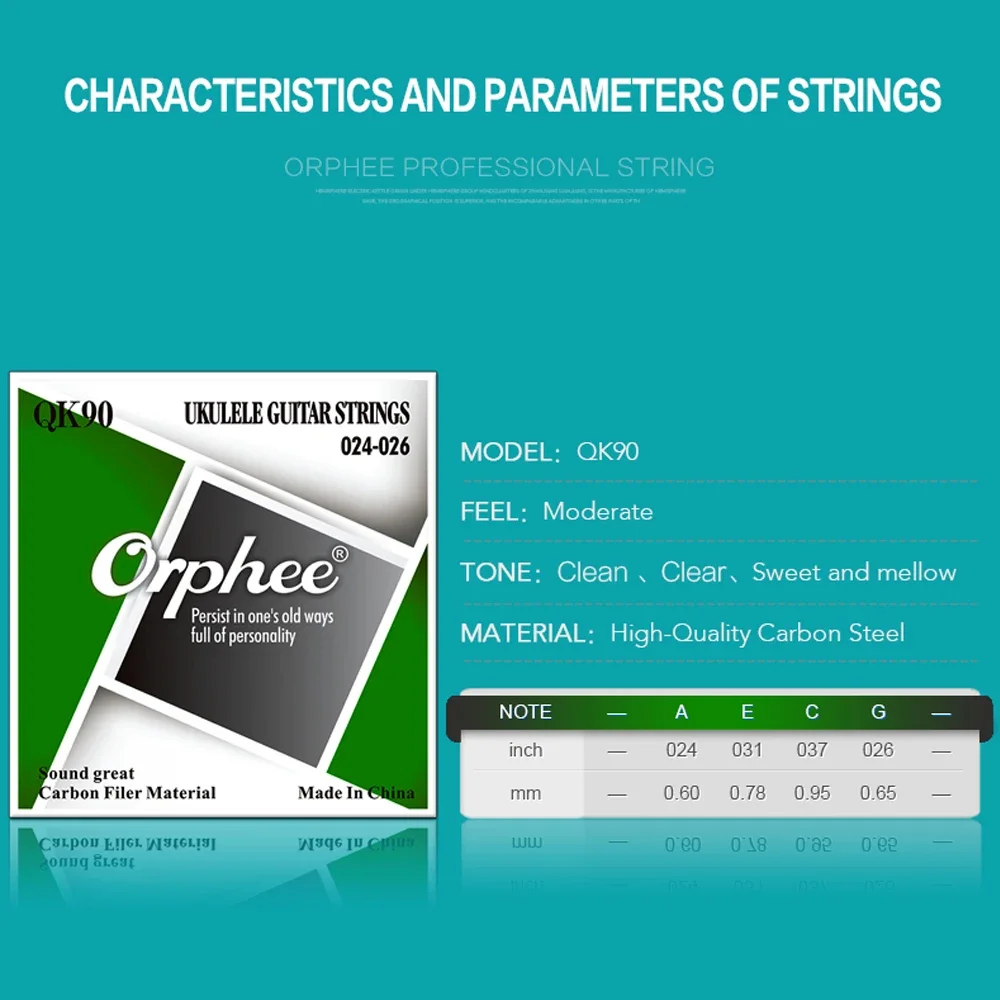 Orphee QK90 Ukulele Strings Nylon Carbon Blend Bright Sound Good Stability Vacuum Packaging Ukulele String Accessories
