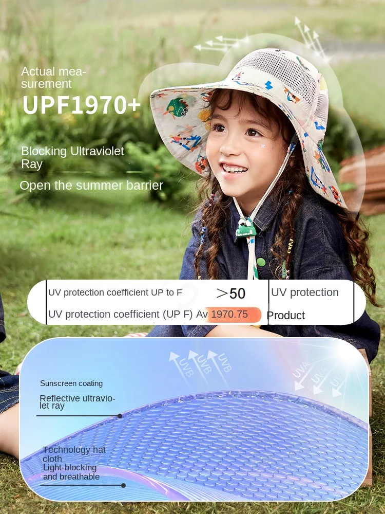 HXL Children's Sun Hat Big Brim Bucket Hat Summer Sun Protection Hat