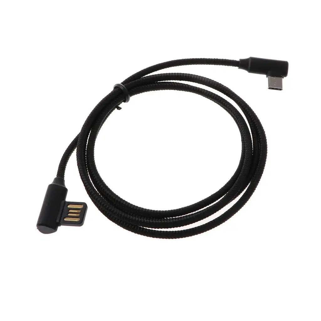 USB Fast Charging Cable 90 Degree L Shape Nylon Data Charger Cord for Android Type C Micro USB Device