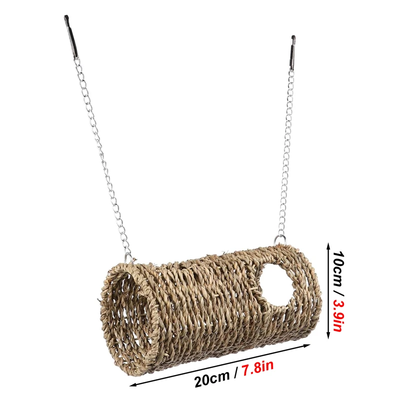 Hamster Hammock Hanging Cage Bed Tunnel Pet Rat Toys Tubes Pet Bird Parrot Seagrass Rattan Houses Ferret Woven Chinchilla Tube