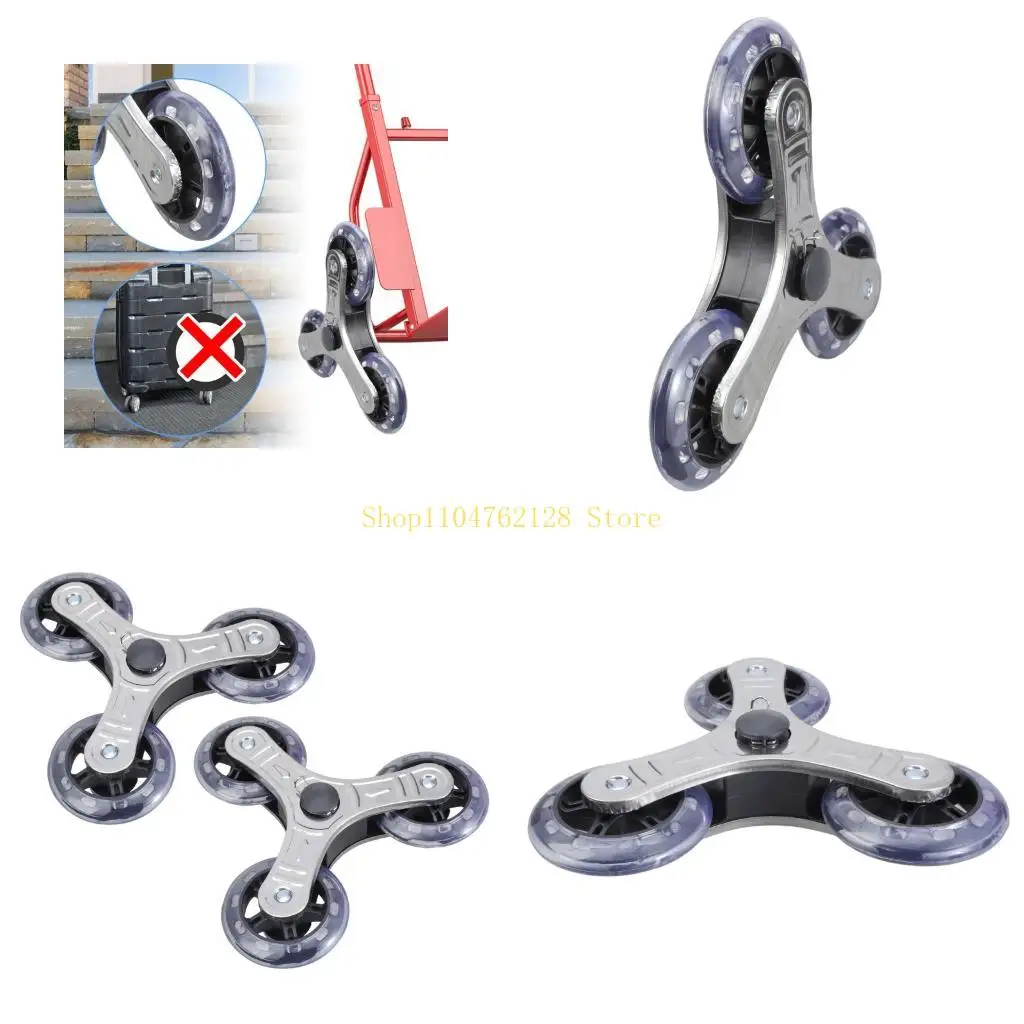 Rueda para subir escaleras, repuesto plegable, diseños triangulares, rueda para escalar escaleras para compras y carrito 2