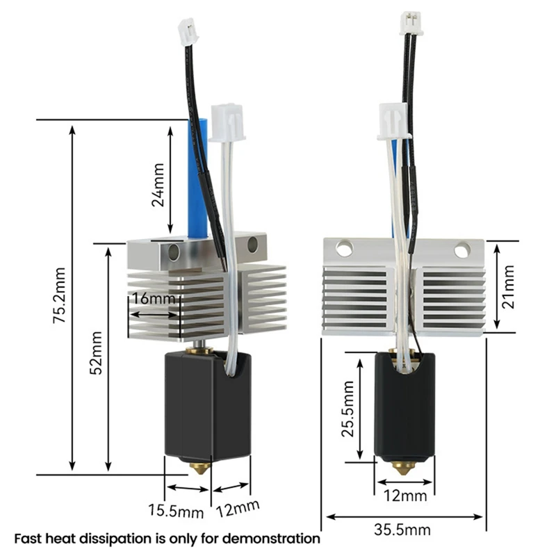 2PCS Hotend Kit 24V 80W for Neptune 4 Plus / 4 Max 3D Printer, High-Temperature Fast Heating, Without Heatsink [No.3 Elnic]
