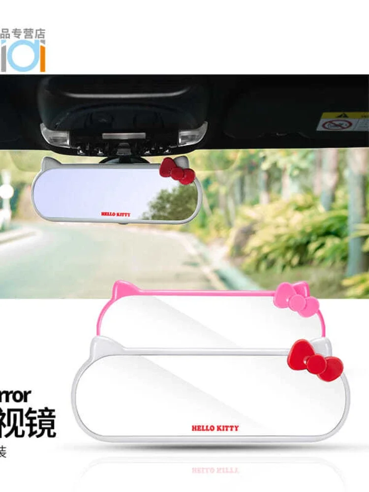 Kawaii Hello Kitty Sanrio Car Rearview Mirror Large View Rearview Mirror Cute Girl Car Mirror Decoration Accessories for women