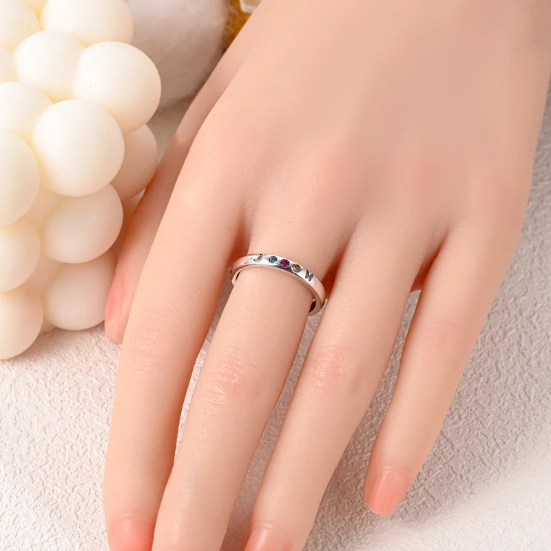 Rompecabezas colorido de Plata de Ley 925, anillo con forma de diamante y símbolo, joyería de moda para niña hermosa, nuevo patrón