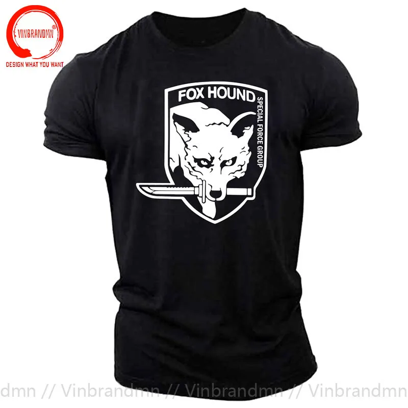 Metal Gear Solid Fox Hound Special Forces Group Mens Black White T Shirt Unisex Cool Casual T-Shirt Men Clothing Vintage Hombres