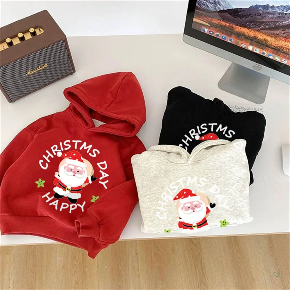الخريف الشتاء الأزياء السترة عيد الميلاد اليومية قمم الأطفال الكرتون مقنعين البلوز للأطفال عارضة فضفاض قمم عيد الميلاد الملابس #1