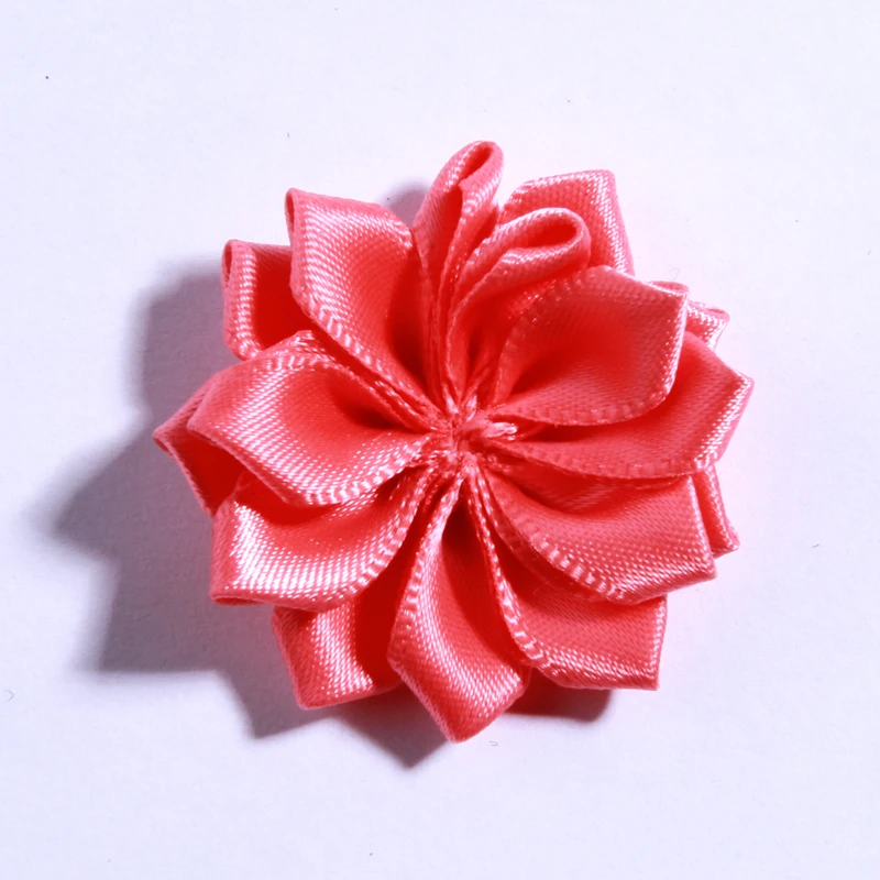 10PCS 4CM Mini Satin Ribbon Solid Flower For Hair Accessories Multilayer Star Shaped Silk Fabric Flowers For Girl Headband