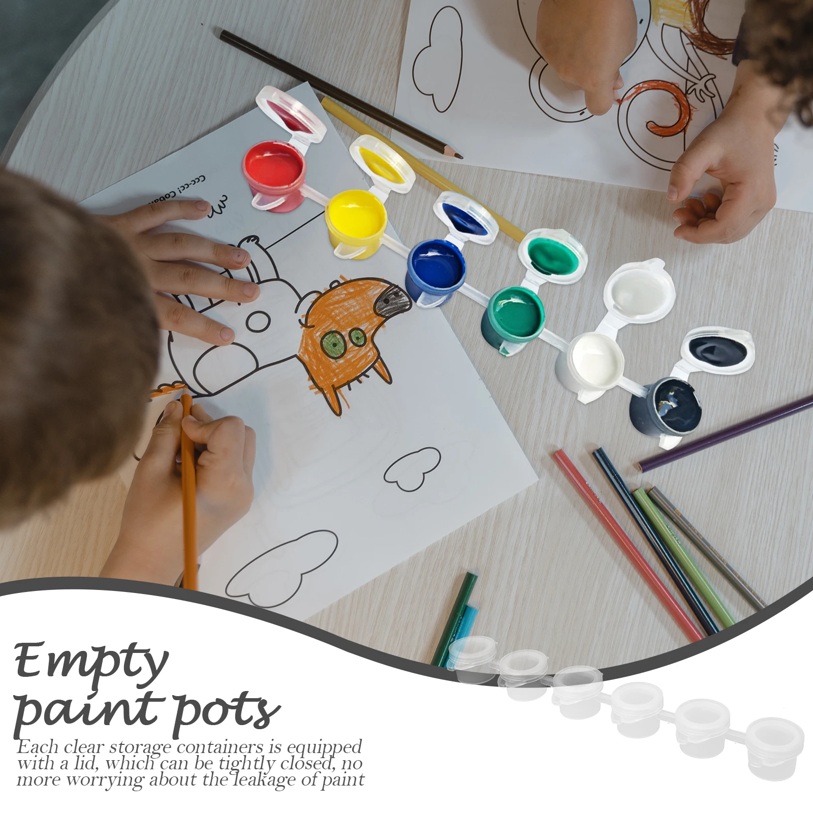 

40pcs Paint Box Pe Storage Containers With Lids 3Ml 6 Pots Strips Spill Proof For Watercolor Pigments Empty Pod Strips Cups