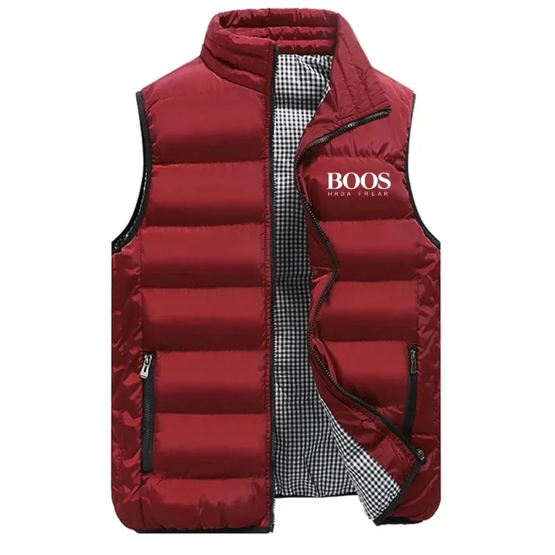 

High Quality Coats Vest Jacket Men's Fall and Winter Casual Comfortable Sleeveless Solid Color Thickened Cotton Jacket