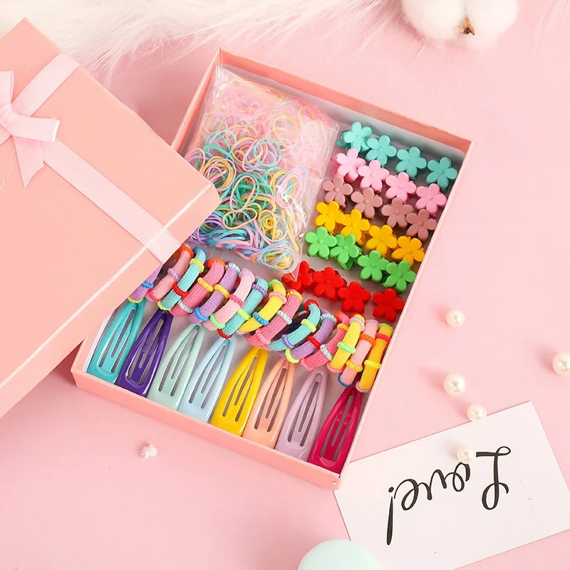 270/870Pcs Girls Hair Accessories Set Girls Colorful Hair Band Cute Flower Hairpins Children Headband Barrettes Kids Accessories