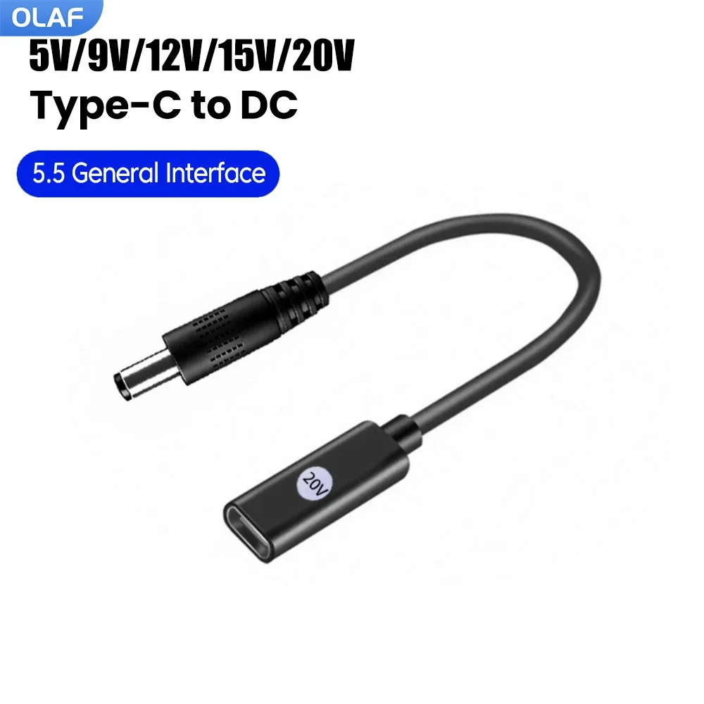 5.5 General Interface Type C To DC Power Boost Cable 5V/9V/12V/15V/20V USB C To DC Charge Cable For Wifi Router Mini Fan Speaker