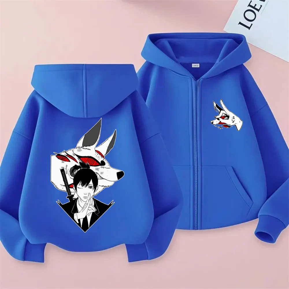 أنيمي بالمنشار رجل هاياكاوا آكي استدعاء الثعلب الشيطان كون الجرافيك قلنسوة بسحاب الرجال النساء موضة مانغا عشاق ميرش زمم سترة