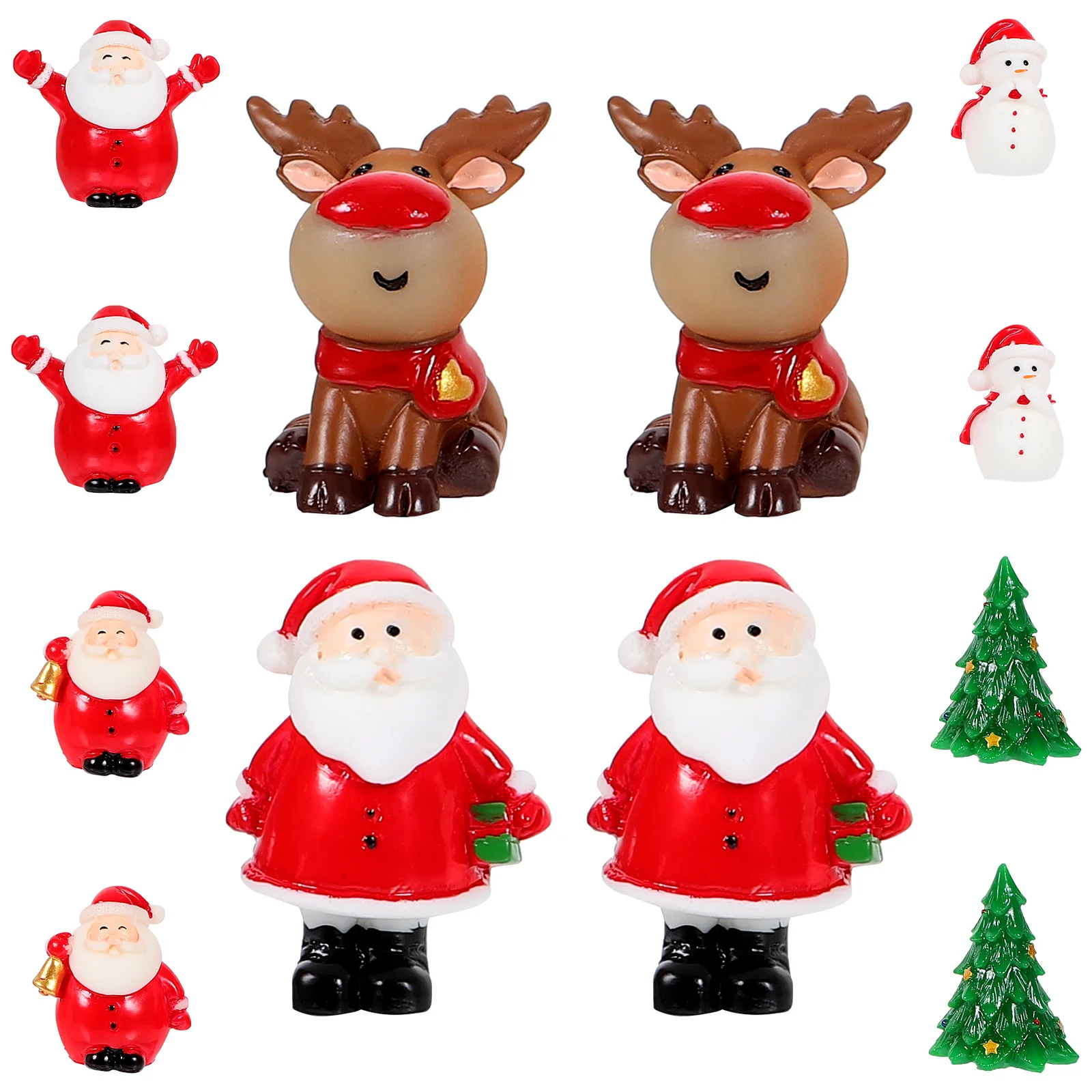 

12Pcs Christmas Micro Landscape Resin Ornament Snowman Santa Claus Adorable Decor for Home and Party Christmas Resin Ornament