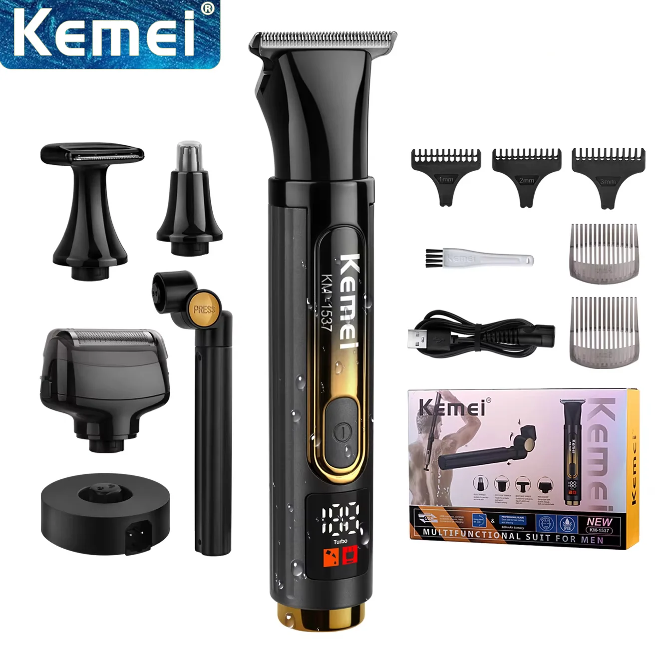 

Kemei KM-1537 Professional Electric Self Back Shaver Extreme Long Handle Back Hair Shaving Hair Clipper Nose Hair Trimmer
