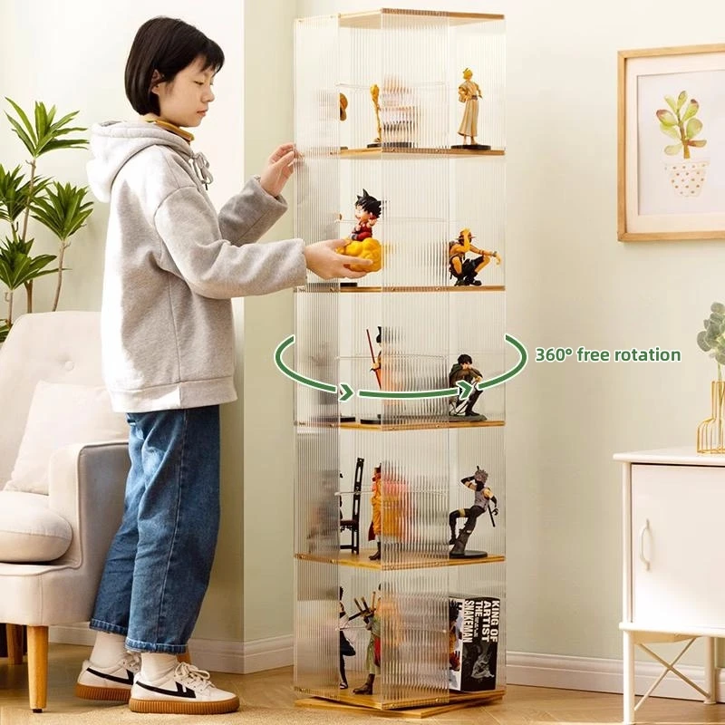 Rotating Action Figure Display Cabinet High Quality Acrylic Storage Box Women Handbag Organizer Display Stand Library Bookcase