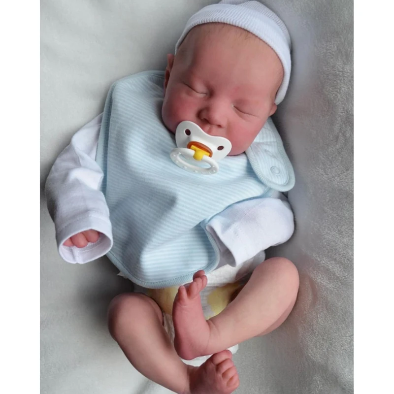 

45CM Silicone Reborn Dolls Levi Newborn Baby Size Sleeping Baby Hand Detail Painting 3D Skin Visible Veins Reborn Baby Dolls Toy